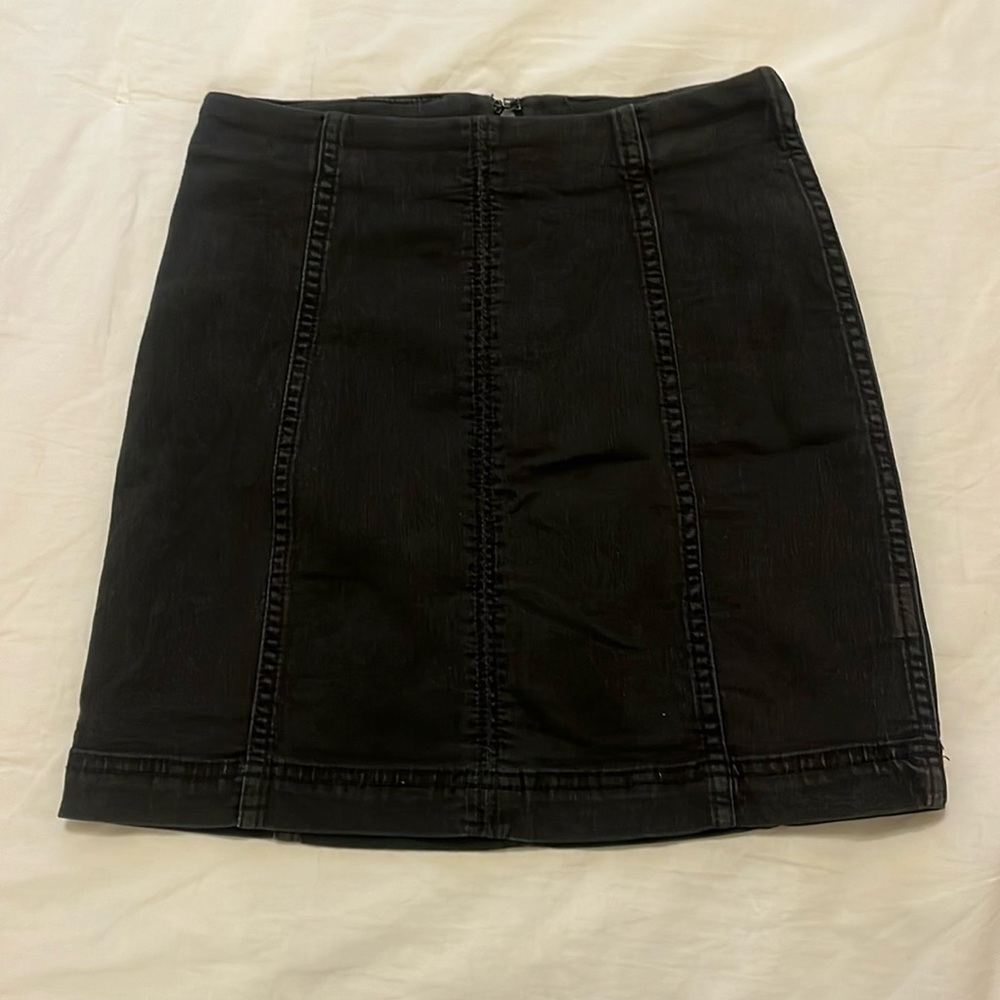Free People Black Denim Miniskirt
